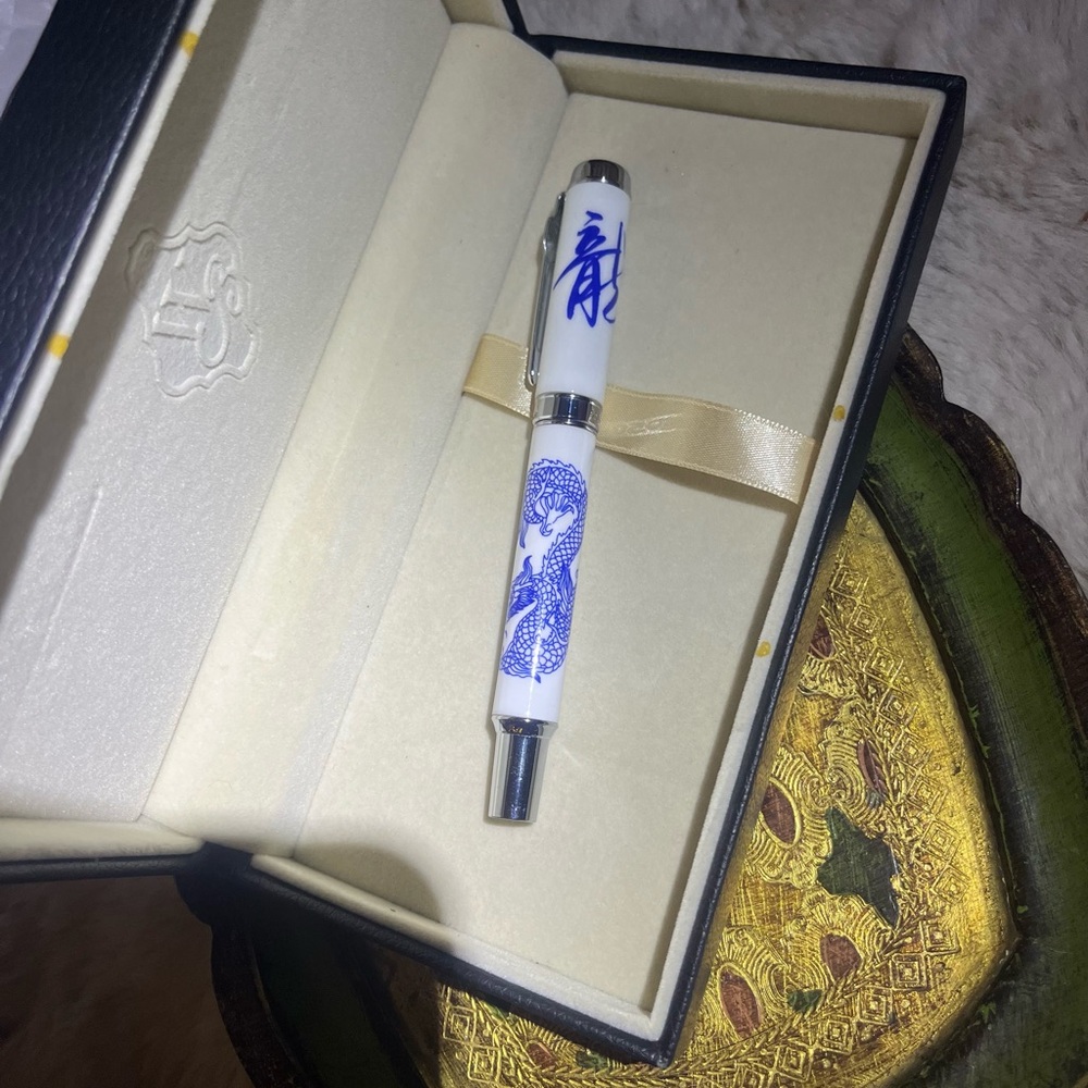 White and Blue Stationery Pen for Office Use